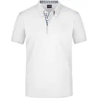 James & nicholson Button-Down-Polo mit modischem Einsatz white/navy/white, Gr. M