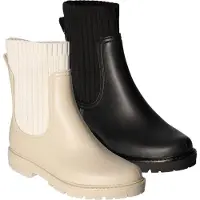 Mustang Damen Stiefelette Chelsea Boot gestrickt Stretch Gummistiefel 1444-503, Größe:41 EU, Farbe:Beige