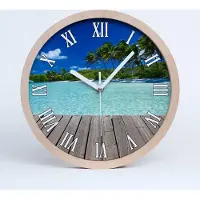 Tulup Holzuhr 30fi cm wanduhr - weiße Spitzen - tropischer Strand