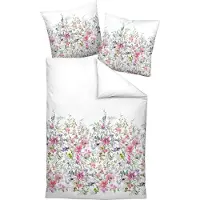 Janine Interlock Feinjersey Bettwäsche Carmen S 55088-01 rot silberrosa 135x200 cm + 80x80 cm