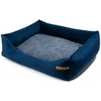 Rexproduct Frida – Nachhaltiges Hundebett und Katzenbett mit hohen Seiten, waschbar & wasserabweisend, Marine blau und graphite Größe XL