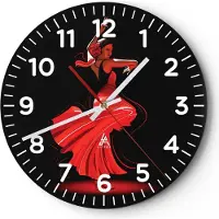 ARTTOR Wanduhr - Rund - Glasuhr - Tanz Tänzer - 40x40cm - Schleichendes Uhrwerk - Lautlos - zum Aufhängen bereit - Dekoration Modern - Wanddekoration aus Glas - C4AR40x40-4121