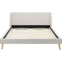 Vente-unique Bett - Skandinavischer Stil - 180 x 200 cm - Stoff - Beige - BENEDICTE