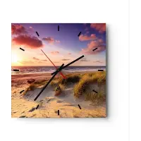 ARTTOR Wanduhr - Quadrat - Glasuhr - Meer Strand Düne - 40x40cm - Schleichendes Uhrwerk - Lautlos - zum Aufhängen bereit - Dekoration Modern - Wanddekoration aus Glas - C3AC40x40-3540