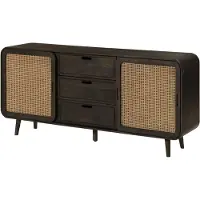 MASSIVMOEBEL24.DE MASSIVMOEBEL24 Sideboard Mango 180x40x80 dunkelgrau lackiert VALENCIA #219