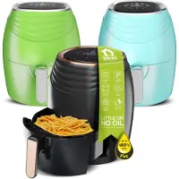TurboTronic Retro-Heißluftfritteuse – AF11D – 3,5 l Airfryer ohne Öl, digital, 7 Programme, Rapid-Air-Technologie, 50–200 °C, fettarme Zubereitung türkis
