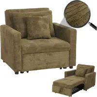 Mendler Schlafsessel MCW-L90, Klappsessel Gästebett Relaxsessel, Liegefläche 200x100cm Stoff/Textil Cord grün