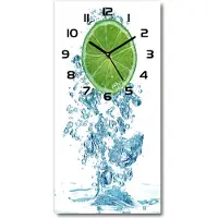 Tulup Wanduhr aus Glas – 30x60 cm - Glasbild - Glasuhr - Gehärtetes Glas -Limonka unter Wasser