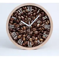 Tulup Holzuhr 25fi cm wanduhr - weiße Spitzen - Kaffeebohnen