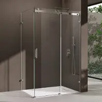 Doporro Duschkabine Schiebetür Dusche Eckdusche 75x115x195cm Duschabtrennung mit Schiebetür ESG-Sicherheitsglas Klarglas 4-Punktbefestigung inkl. beidseitiger Easy-Clean-Beschichtung Ravenna17-2