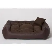 Mayaadi Home Hundebett Gestepptes Kunstleder Braun Gr. L - 80x65 cm Hundekissen Hundesofa Hundekorb Katzenkorb Bett Katzenbett