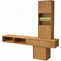 Natur24 Wohnwand Trier Kombination I 177x185 cm Wildeiche massiv Hängeschrank
