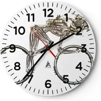 ARTTOR Wanduhr - Rund - Glasuhr - Fahrrad Roboter Modern - 30x30cm - Schleichendes Uhrwerk - Lautlos - zum Aufhängen bereit - Dekoration Modern - Wanddekoration aus Glas - C4AR30x30-4194