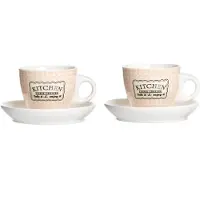 Ritzenhoff & Breker 2er Retro Kitchen Espressotasse Untertasse Creme-Pastellrose Lungo Ritzenhoff