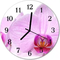 Tulup Glasuhr Wanduhr Küchenuhr Echt-Glas 30fi cm Orchidee violett