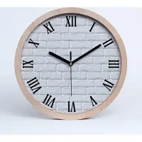 Tulup Holzuhr 25fi cm wanduhr - schwarze Spitzen - Ziegelwand