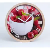 Tulup Holzuhr 30fi cm wanduhr - weiße Spitzen - Himbeeren in einer Schüssel