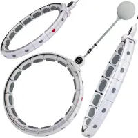Enero Hula Hoop mit Massage, Gewicht & Zähler – Weiß-Grau – 16 Segmente, verstellbarer Umfang & Schnur, anpassbares Gewicht, leise Lager – Bauch-/Taille-Training zu Hause, CE