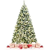 Goplus 182cm Beleuchtet Weihnachtsbaum, künstlicher Christbaum mit 250 LED-Lichtern warmweiß, 928 Zweigen und Metallrahmen