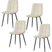 HTI Mesa Stuhl aus Samt in Creme mit Ziernähten, 44,5 cm breit, 53 cm tief, 86,5 cm hoch, Sitzhöhe 49,5 cm