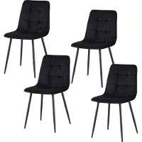 HTI Stuhl Mesa Samt Schwarz Modern mit Ziernähten, belastbar bis 120 kg, 44,5x53x86,5 cm