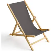 Ferocity Holz Liegestuhl Klappbar Klappliegestuhl Sonnenliege Strandstuhl Wechselbezug Motiv Grau [119]