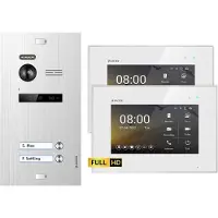 Balter EVO HD Unterputz Silber 2x7" Monitor Weiß Video Türsprechanlage Set 2 Teilnehmer