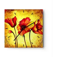 ARTTOR Wanduhr - Quadrat - Glasuhr - Blumen Schilder Stiel Linien - 30x30cm - Schleichendes Uhrwerk - Lautlos - zum Aufhängen bereit - Dekoration Modern - Wanddekoration aus Glas - C3AC30x30-0816