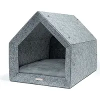 Rexproduct PetHome 2.0 Orthopädische Hundehütte mit Memory-Schaum-Liegefläche und Dach – Biss- und Kratzfest, Gute Schalldämmung, Größe XL, hellgrau und grau