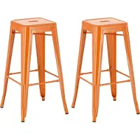 DELUKE 2er Set Barhocker DOLAN - Metall Orange 43x43x76 cm | Barstuhl Tresenhocker Tresenstuhl Kneipenhocker Kneipenstuhl