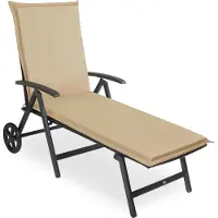 Sunnypillow 1 Stück Liegenauflage 190 x 60 Auflage Polster für Gartenmöbel extra dick 9cm waschbar wasserdicht Polsterauflagen für Gartenliege Sonnenliege Liegestuhl Kissen Beige