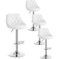 Woltu 4er Set Barhocker Barstuhl leichte reinige Kunstleder, Gute gepolsterte Sitzfläche, Höhenverstellbar 360° Drehbar, Farbwahl, Weiß