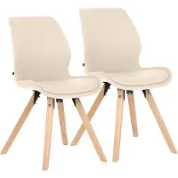 CLP Esszimmerstuhl 2er Set gepolstert Luna, moderner Polsterstuhl mit Rückenlehne creme Material Kunstleder
