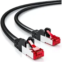 DeleyCON 25m CAT6 Patchkabel S/FTP PIMF Schirmung CAT-6 RJ45 Netzwerkkabel Ethernetkabel LAN DSL Switch Router Modem Access Point Patchfelder - Schwarz