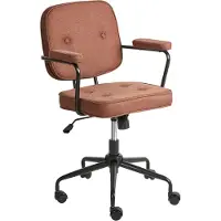 Beliani Bürostuhl Goldbraun Stoff mit Gebremsten Rollen Armlehnen Höhenverstellbar Klassisch Retro Arbeitsstuhl Home-Office Wohnzimmer