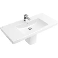 Villeroy & Boch Subway 2.0 Schrankwaschtisch, für 3-Loch Armaturen, mit Überlauf, 800x470mm, 717580R1, Farbe: Weiß CeramicPlus