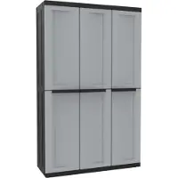 Kreher Technik Kreher Dreitüriger XXL Kunststoffschrank 'C-TWIST' mit drei Einlegeböden in Schwarz/Grau