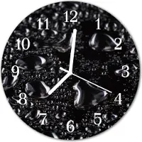 Tulup Glasuhr Wanduhr Küchenuhr Echt-Glas 30fi cm Tropfen schwarz