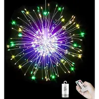 ROSNEK 100 LED Feuerwerk Lichterkette Starburst Lichter 8 Modi mit Fernbedienung Party Garten Innen Weihnachten Deko, Bunt