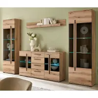 Furn.Design Wohnwand "Design-D" in Evoke Eiche Wohnkombination Set 4-teilig 290 cm, mit Soft-Close und inklusive Beleuchtung