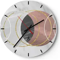 ARTTOR Wanduhr - Rund - Glasuhr - Abstraktion Formen Stück - 40x40cm - Schleichendes Uhrwerk - Lautlos - zum Aufhängen bereit - Dekoration Modern - Wanddekoration aus Glas - C3AR40x40-4935