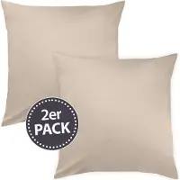 TRAUMSCHLAF Uni Mako-Satin Kissenbezüge Doppelpack 2x Kissenbezug 65x100 cm beige
