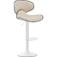 DELUKE Barhocker FAMIR - Kunstleder Creme 46x49x88 cm Weiß | Barstuhl Mit Lehne Tresenhocker Tresenstuhl Kneipenhocker Kneipenstuhl
