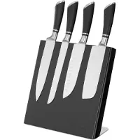 Navaris Messerhalter magnetisch aus Kautschuk 27,7x27,5x12cm - Magnet Messerblock Messerbrett Holz Magnethalter - Messer Halterung unbestückt schwarz