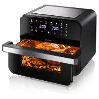 Arendo Heißluftfritteuse Doppelkammer XXL , Airfryer mit 2 Kammern, 12L, Dual Zone, 2600 W, mit Zubehör, Umluft Backofen, 80-200°C, fettarmes gesundes Kochen