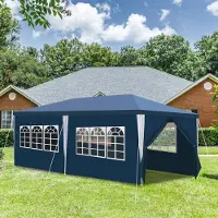 Fiqops Faziango 3 x 6m Pavillon Wasserdicht Gartenzelt, UV-Schutz 50+ Pavillons & Partyzelte Festzelt mit 4 Seiten für für Camping / Garten / Hochzeit / Strand,Blau
