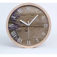 Tulup Holzuhr 25fi cm wanduhr - weiße Spitzen - Lavendel auf Holz