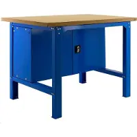 Proregal Werkbank BUFFALO WOOD mit Schrank | HxBxT 87x150x75cm | Traglast 600kg | Blau