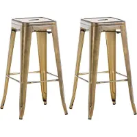DELUKE Barhocker 2er Set MILAN - Gold, Metall | Barhocker ohne Lehne Barstuhl Tresenhocker Tresenstuhl Kneipenhocker Kneipenstuhl
