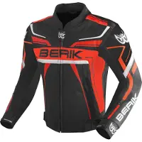 Berik Absolute Race Schwarz Neon Rot Motorrad Lederjacke Größe 52